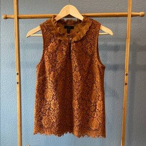 J Crew Sleeveless Lace Top Burnt Orange Size S EUC